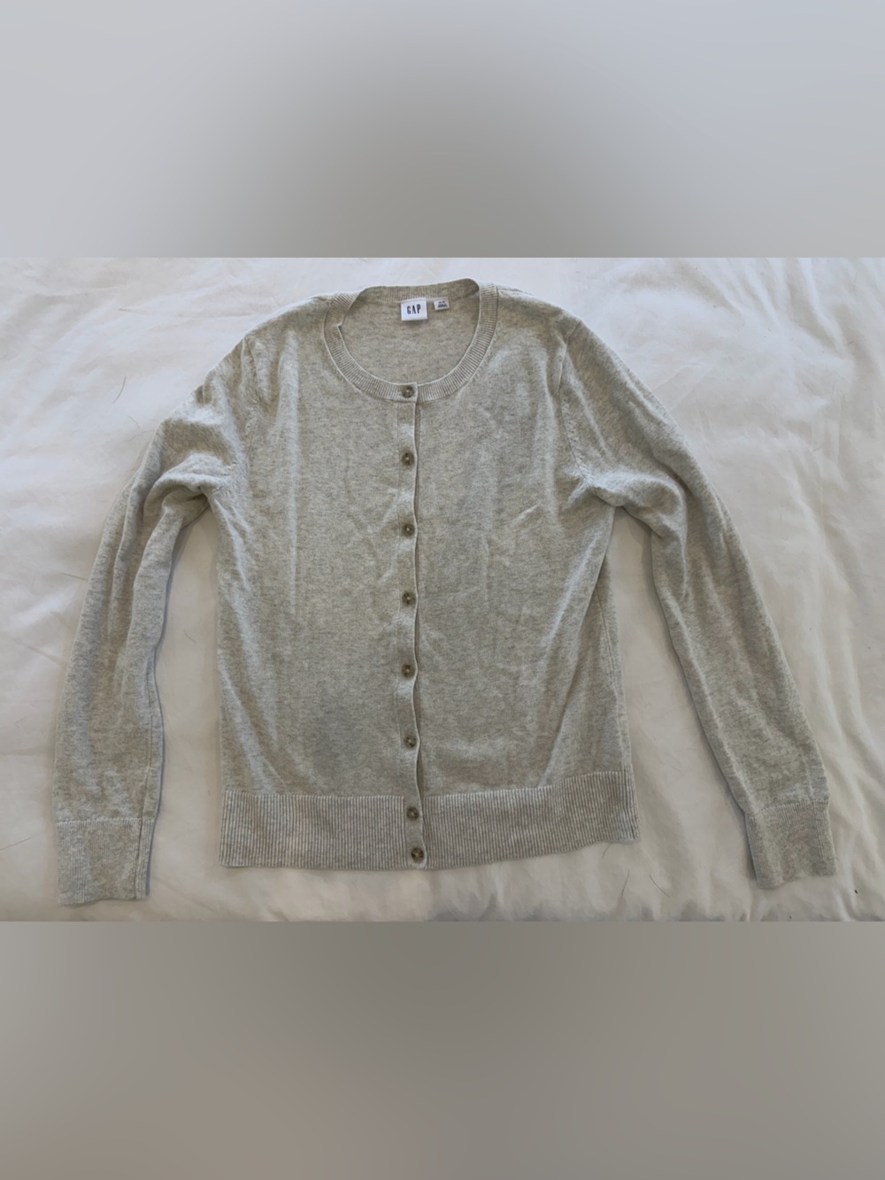 GAP 100% Cotton Gray Crewneck Button Cardigan - Never Worn